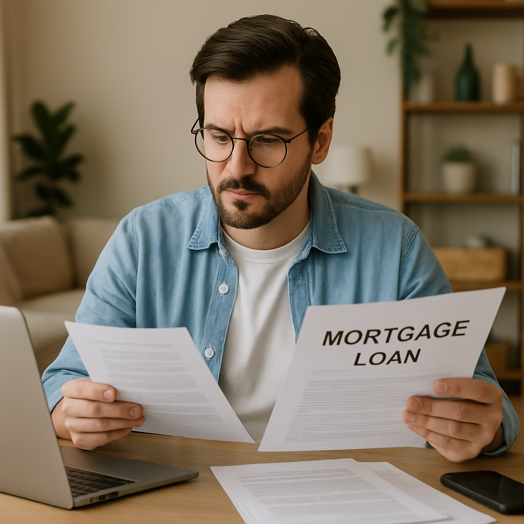 Homeowner reviewing mortgage documents