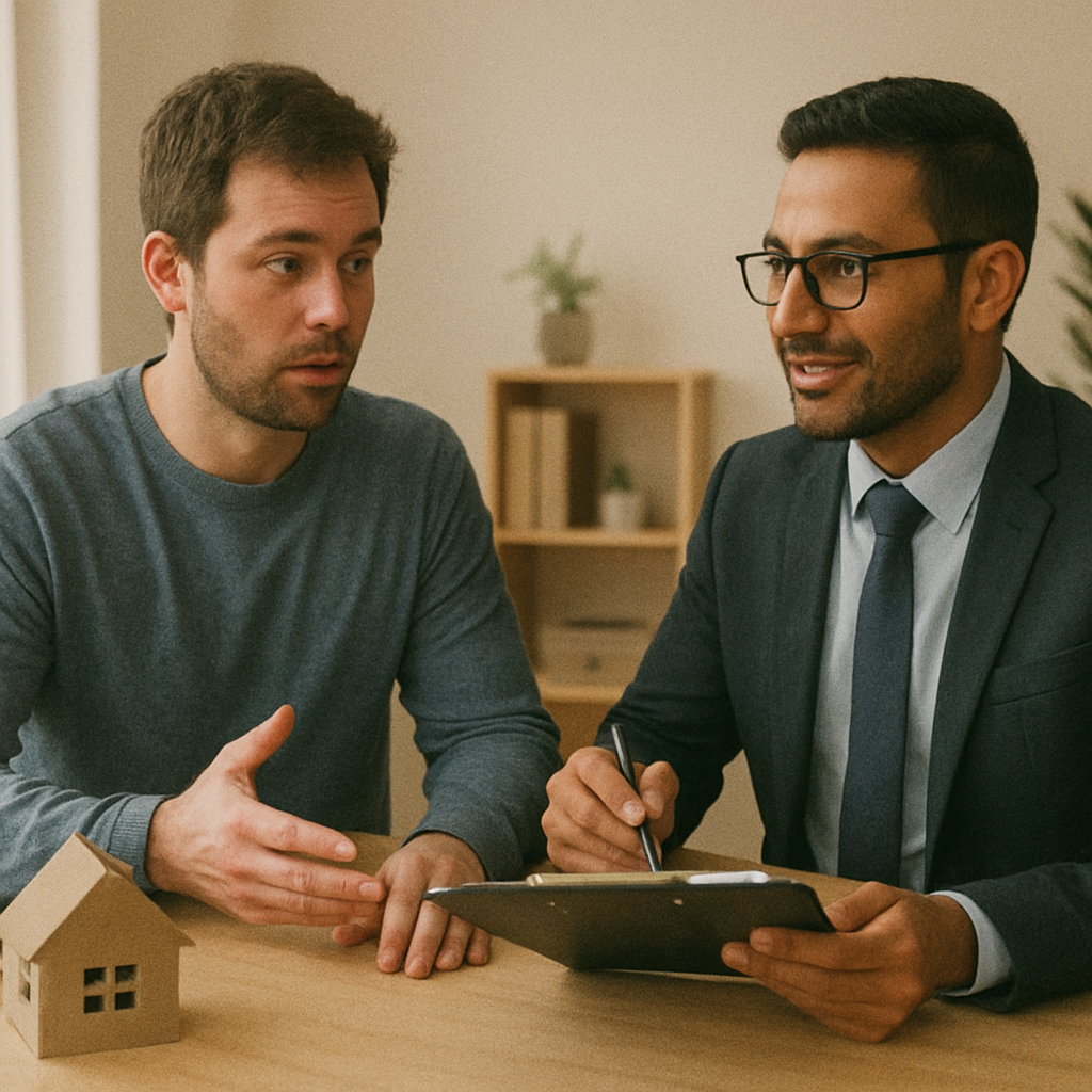 Homeowner talking to a lender