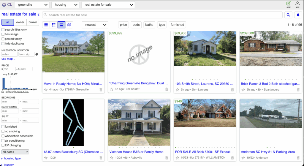 Craigslist website homes for sale in Greenville South Carolina - Table Rock Homebuyers