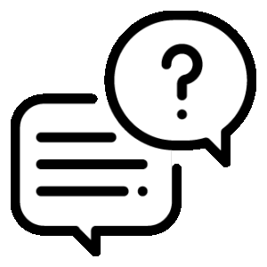 FAQ icon with speech bubbles and question mark representing frequently asked questions about selling homes in Greenville South Carolina – Table Rock Homebuyers.