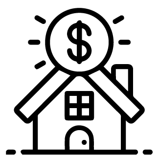 House icon with a dollar sign above it representing cash mobile home offers in South Carolina – Table Rock Homebuyers