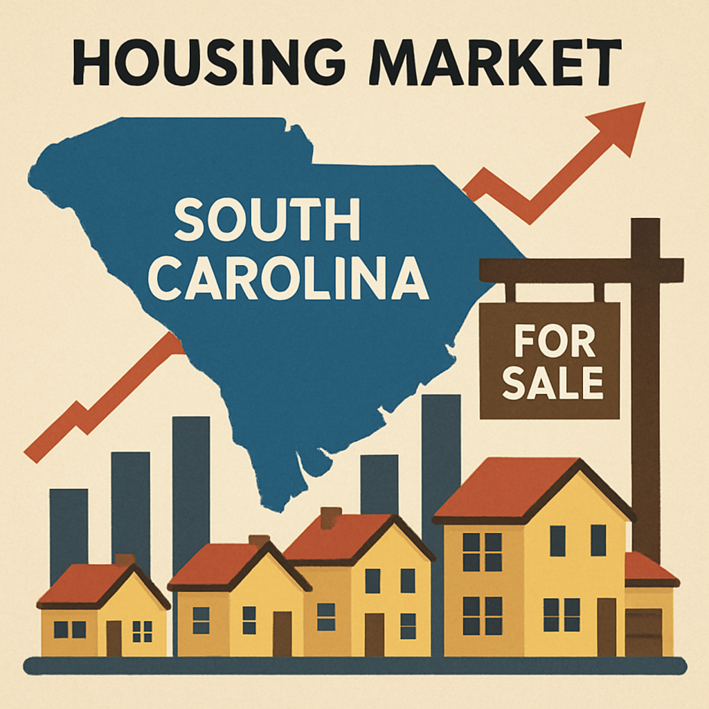 AI-generated image showing rising housing inventory in the South Carolina real estate market.