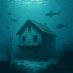 AI-generated image of a South Carolina house underwater representing an upside-down or underwater mortgage situation.