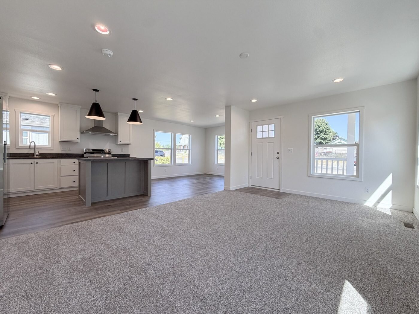 Open living room and kitchen in the new Vader home