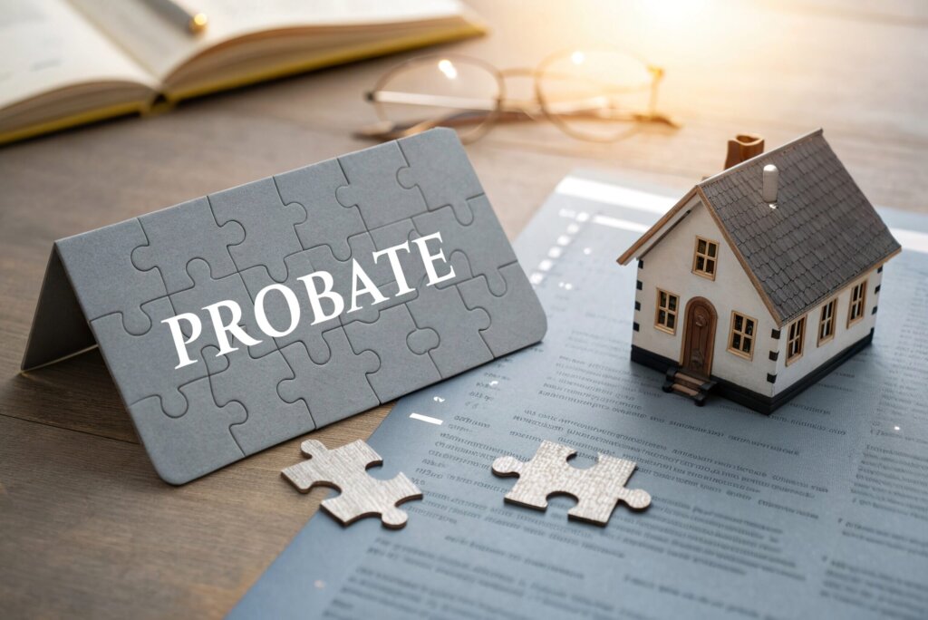 Executor reviewing probate documents for an inherited house in Erie, Pennsylvania
