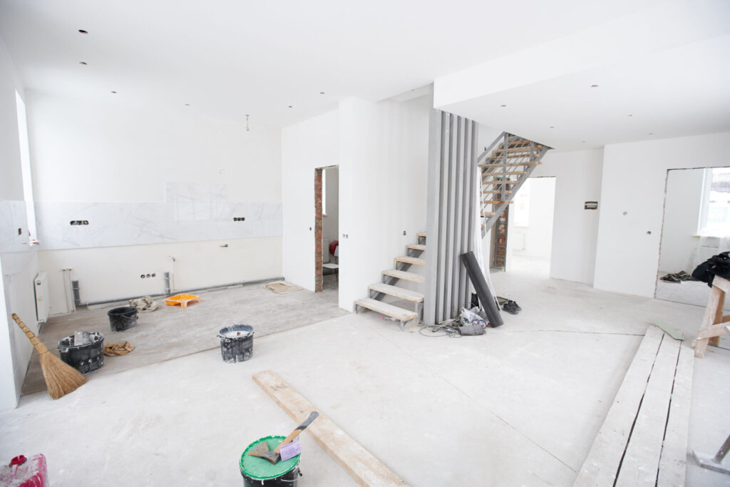 Unfinished kitchen renovation in an Erie PA house being prepared for sale