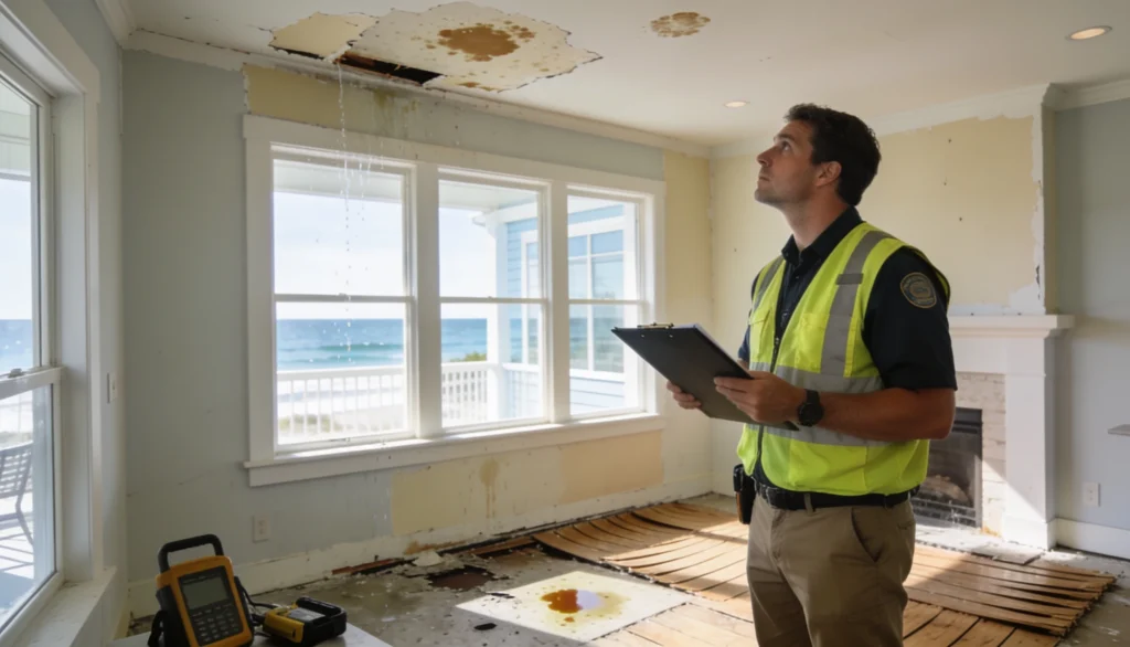 hurricane damaged house- estimate being taken