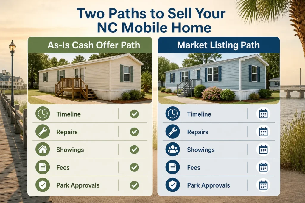 selling a mobile home North Carolina - the 2 options available