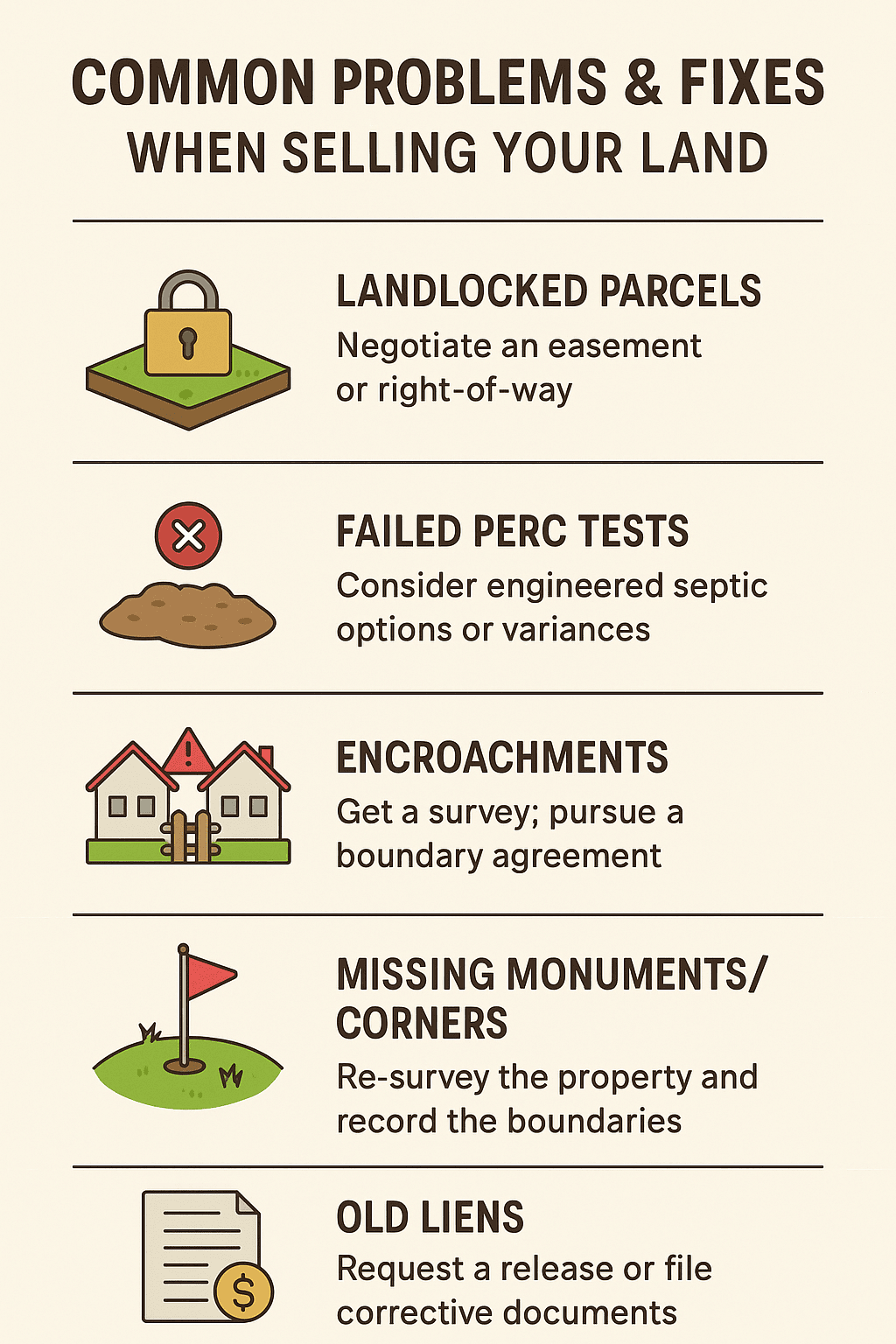 how to sell land problems