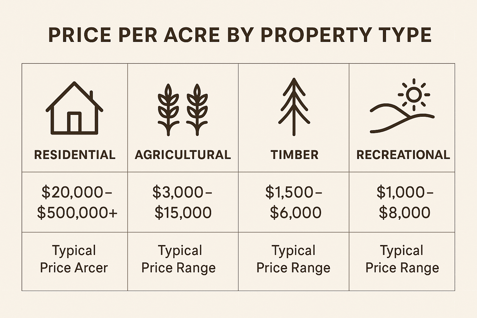 price per acre land type