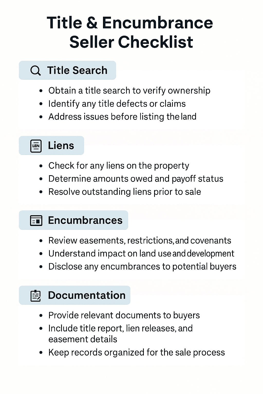 title search selling land