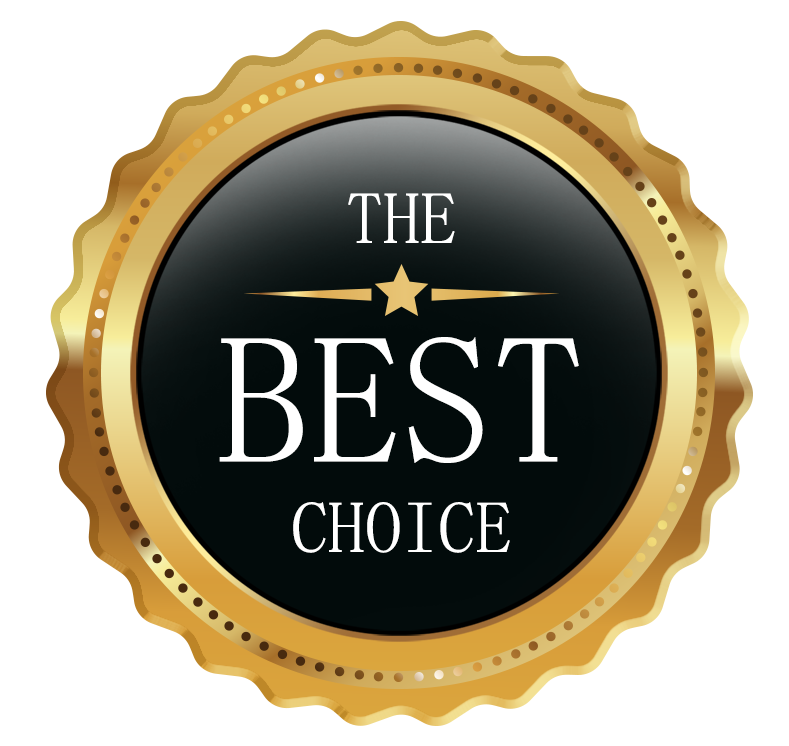 Elegant seal with the inscription "THE BEST CHOICE" on a black and gold background, ideal for highlighting top real estate offerings or premium property choices.