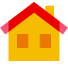 Icon of a yellow house with a red roof, representing a country house or home.