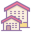 Icon of two houses, one larger and one smaller, representing real estate or property management.
