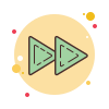 A fast-forward button icon, often used to represent speeding up processes or moving forward quickly.