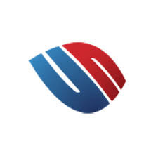 A logo featuring red and blue stripes in a wave-like design, symbolizing a brand or company.