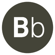 A simple black circle with white 'Bb' letters inside, representing a brand or service