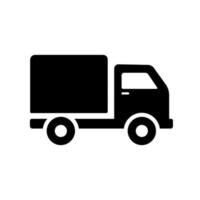 A simple black and white icon of a truck, indicating delivery, transportation, or moving services.