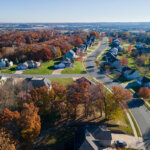 Aerial view of a quiet suburban neighborhood in New Berlin, Wisconsin, ideal for selling an inherited property in New Berlin.
