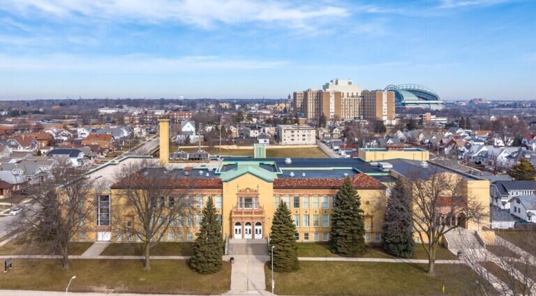 Aerial view of West Allis neighborhood near Milwaukee, ideal setting for a Job Relocation House Sale in West Allis.