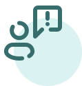 Person with an exclamation mark logo