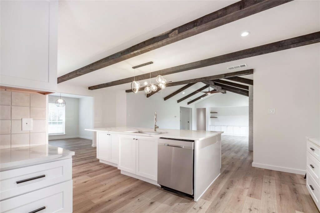 renovated kitchen and living rooms