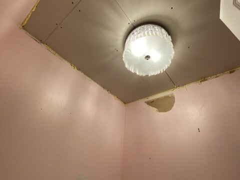 bathroom ceiling of home we purchased on Bryna Ave in Hamilton