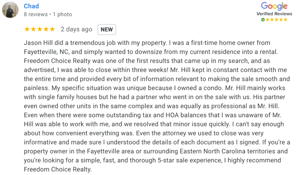 freedom choice realty testimonial chad