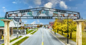 Little Italy Pine Avenue sign in Niagara Falls NY