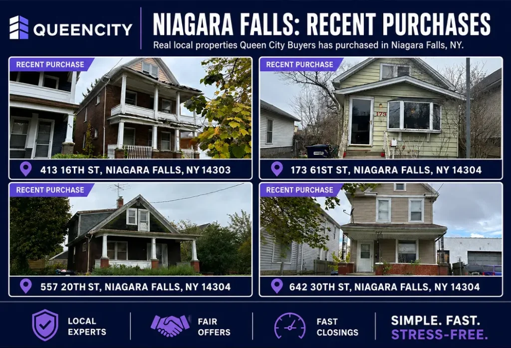 Four Niagara Falls NY houses recently purchased as-is by Queen City Buyers