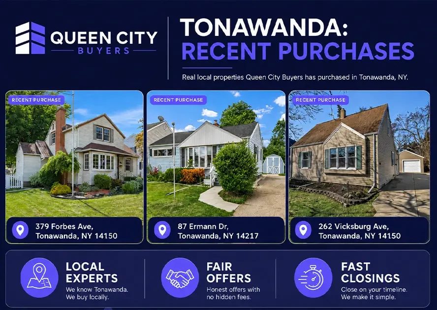 Three Tonawanda NY houses recently purchased by Queen City Buyers