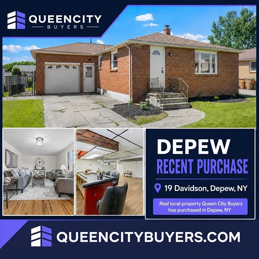 Queen City Buyers recent purchase proof card for 19 Davidson in Depew NY