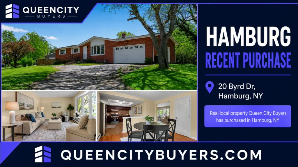 Queen City Buyers recent purchase proof card for 20 Byrd Dr in Hamburg NY