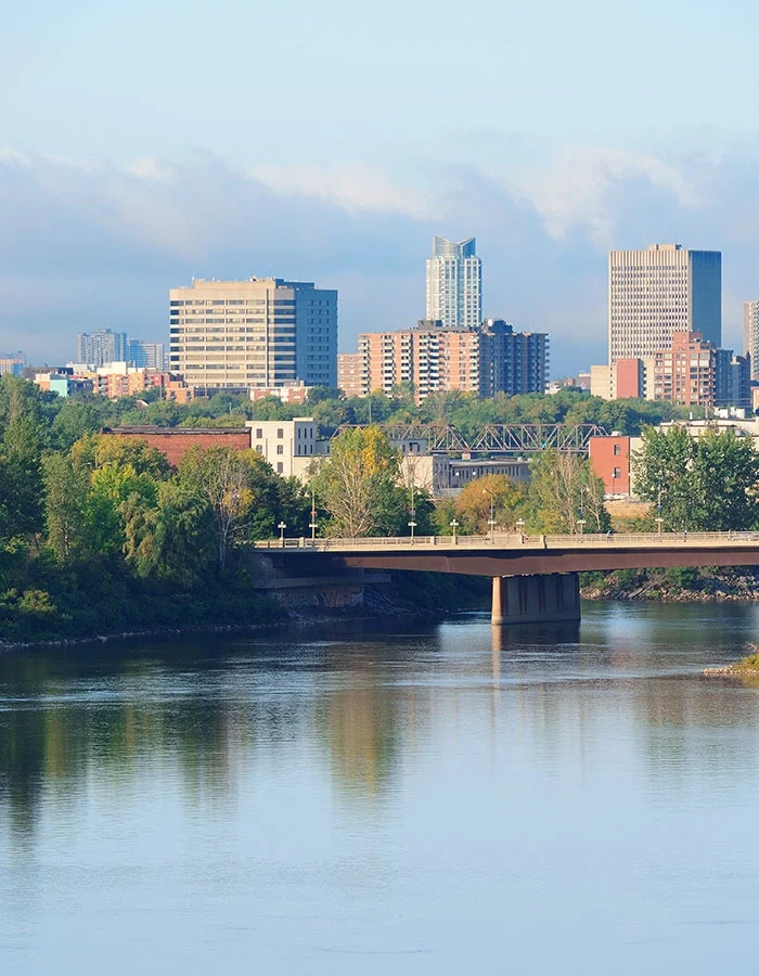 Columbus Ohio skyline and Scioto River in Franklin County
