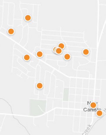 Map with houses we purchased