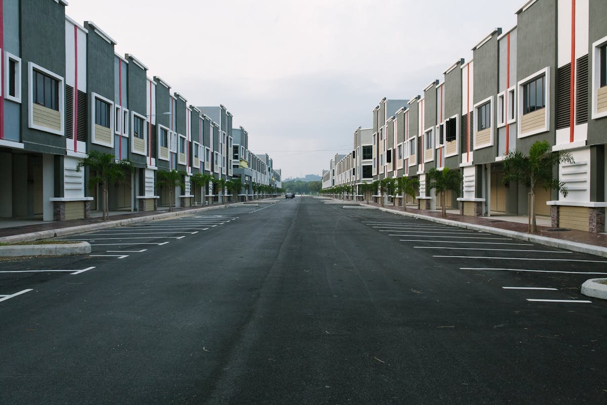 a bunch of condos all in a row