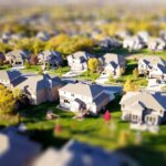 A small above view of a suburban neighborhood