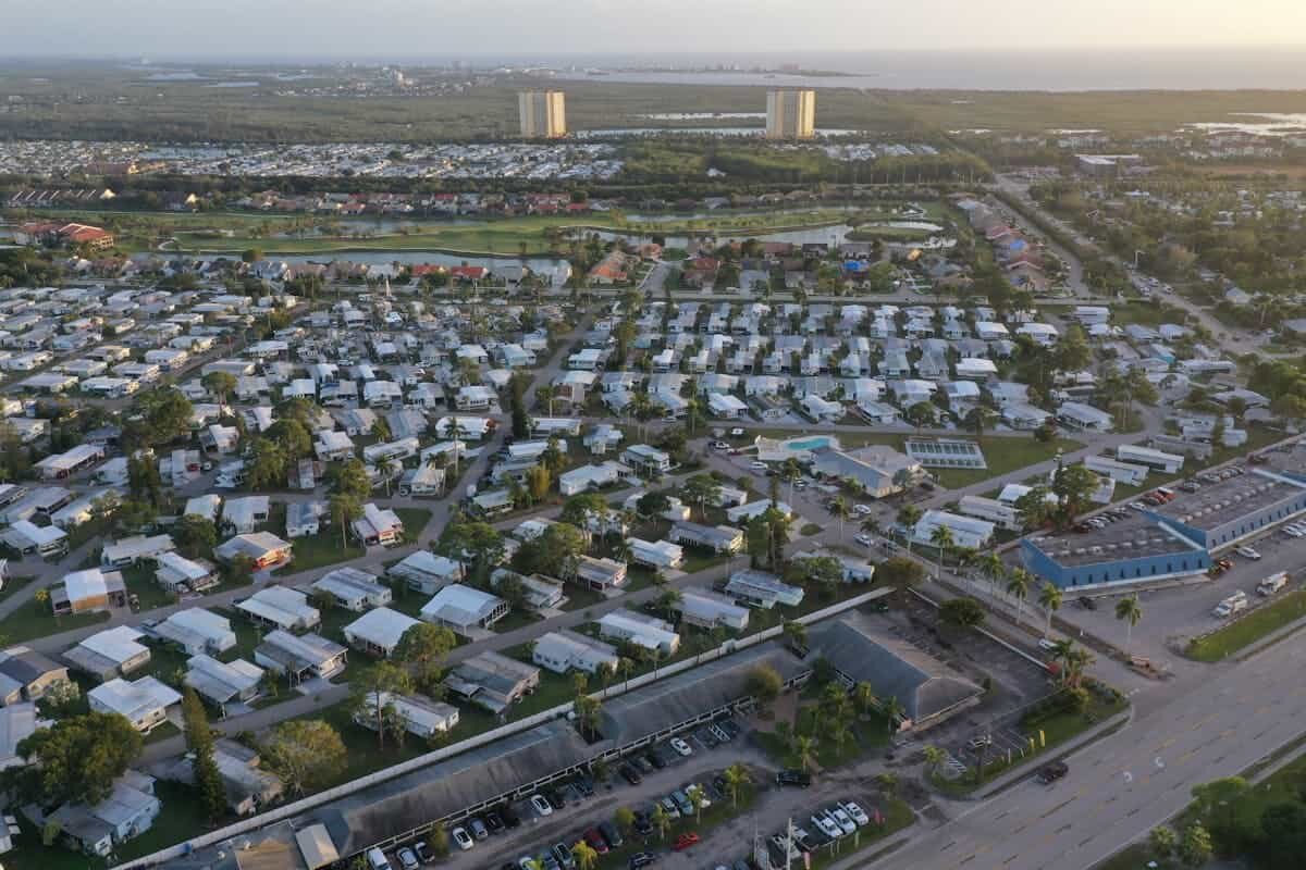 A large mobile home park with hundreds of houses
