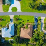 An above view of a suburban neighborhood