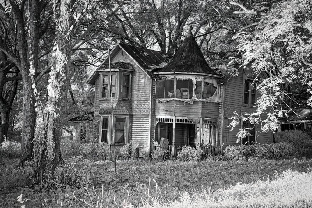 An abandoned house in the woods