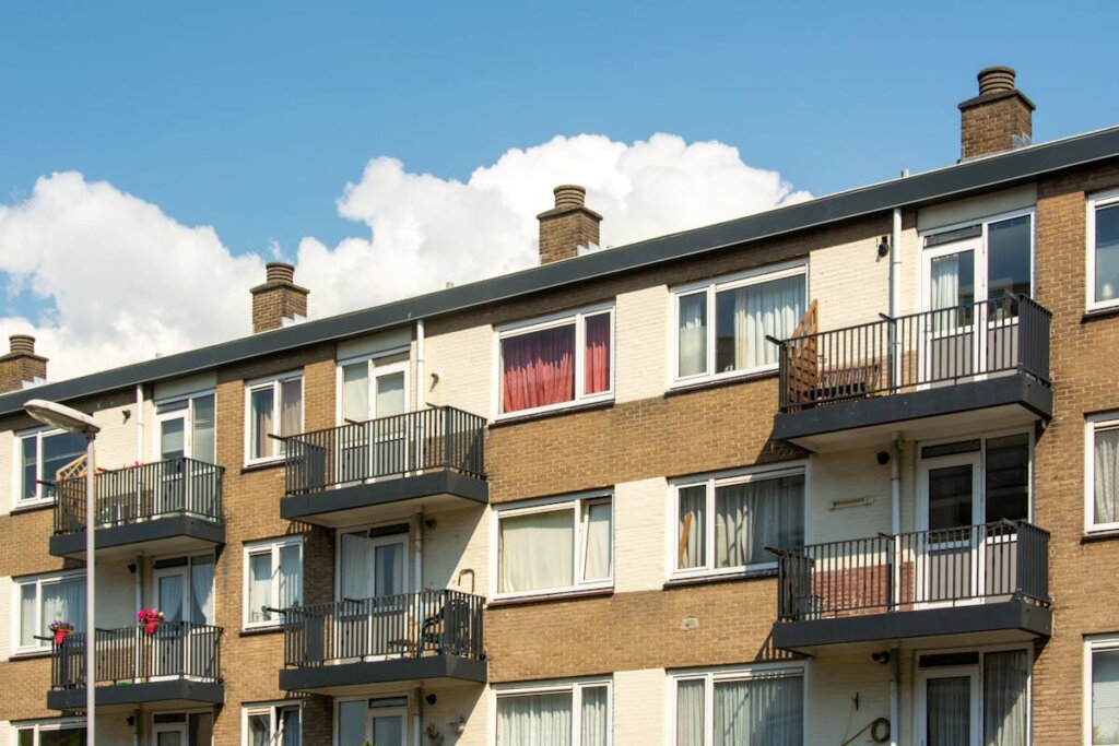 A bunch of apartments in a condominium
