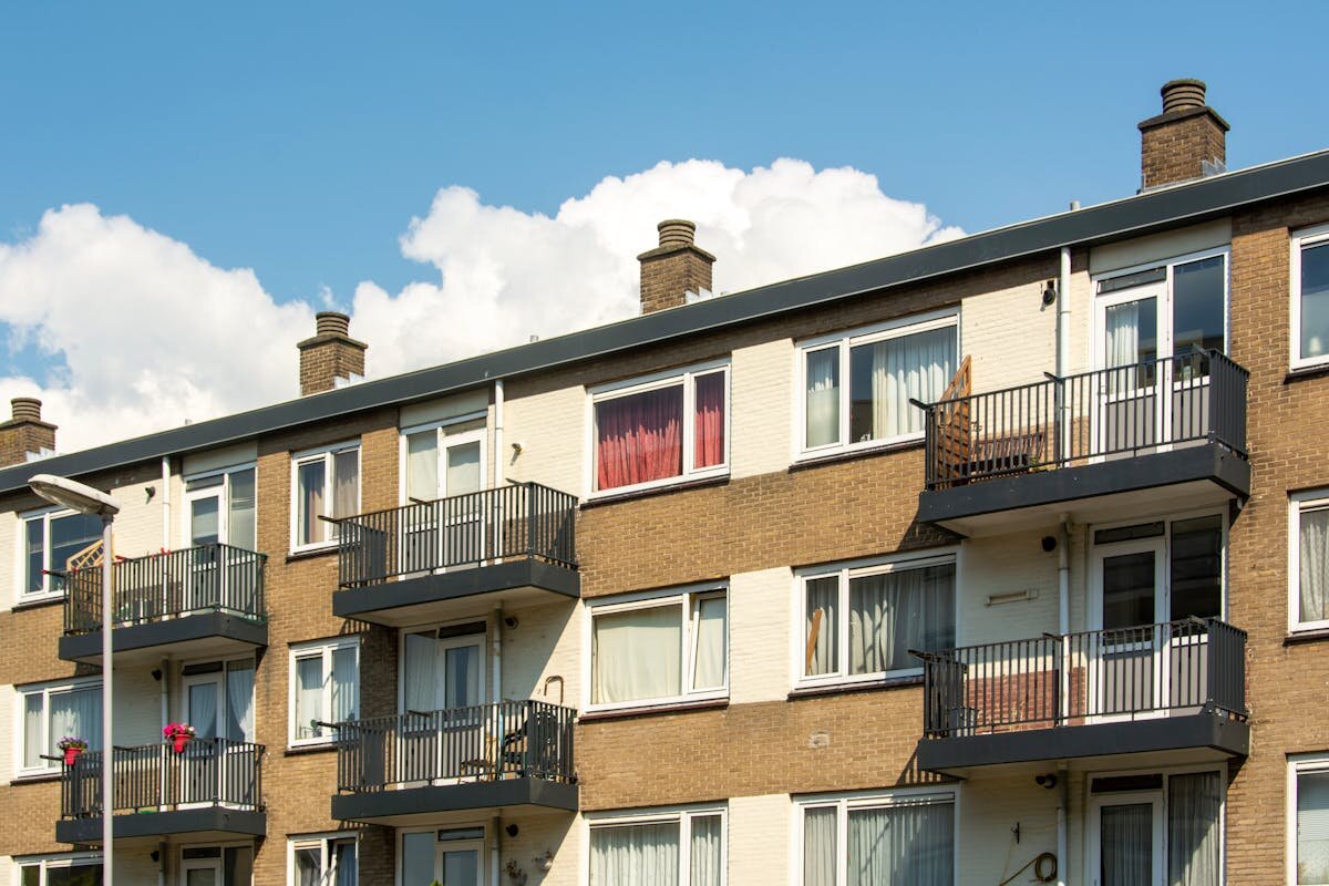 A bunch of apartments in a condominium