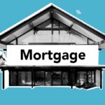 A house with a giant mortgage sign in front of it