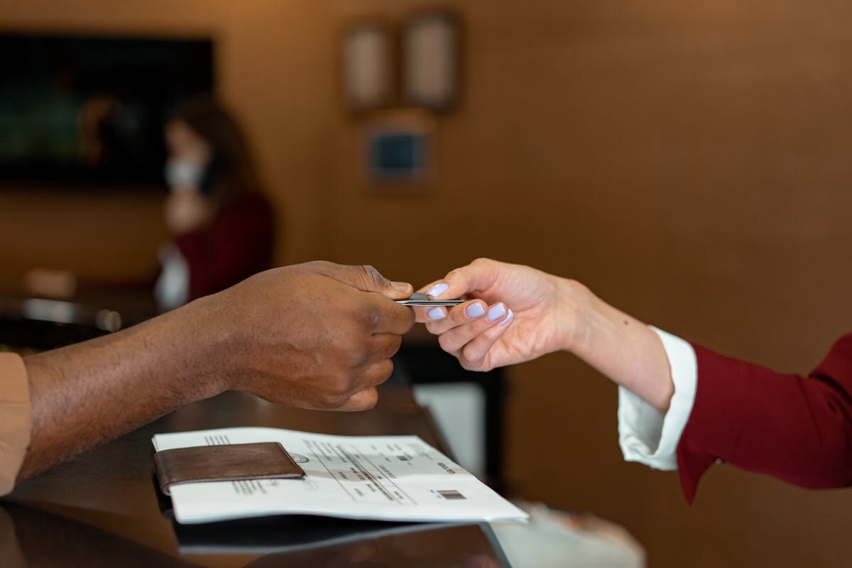 A person making a down payment on a home