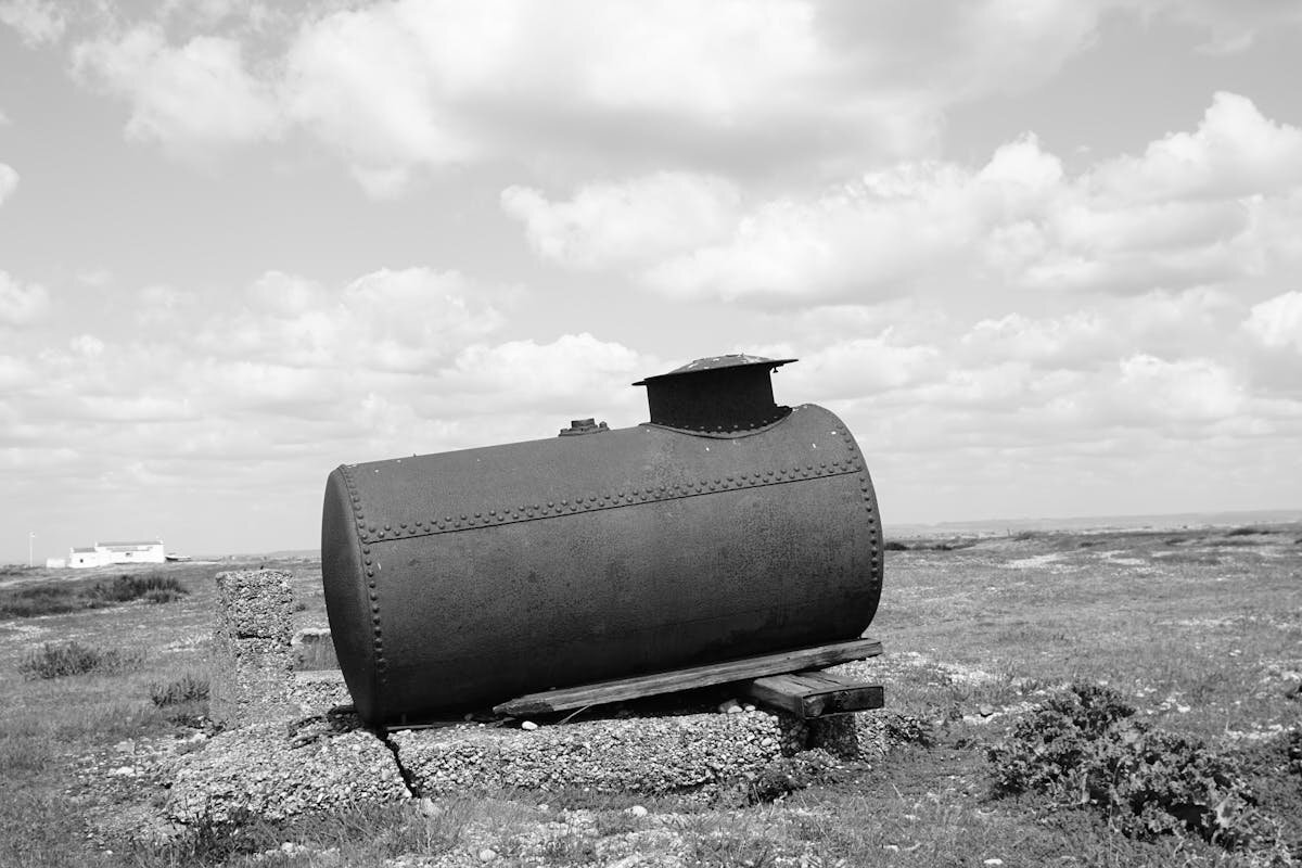 A septic tank above ground