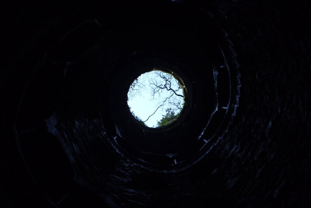 A below view of a well opening