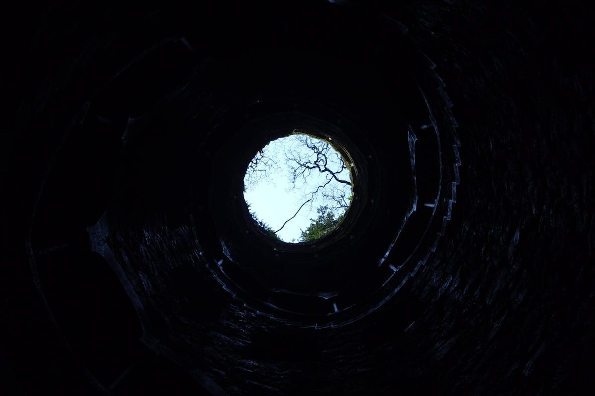 A below view of a well opening