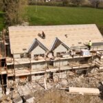 A house being built on a piece of land