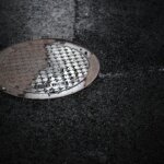 A manhole cover in the street
