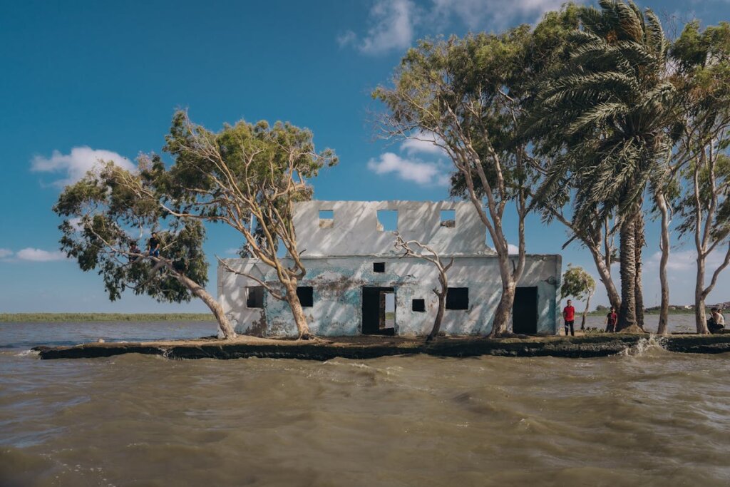 A house damaged in a flood